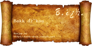 Bekk Ákos névjegykártya