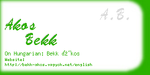 akos bekk business card